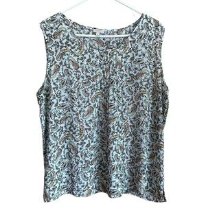 Talbots Sleeveless Paisley Blouse Tank  XL